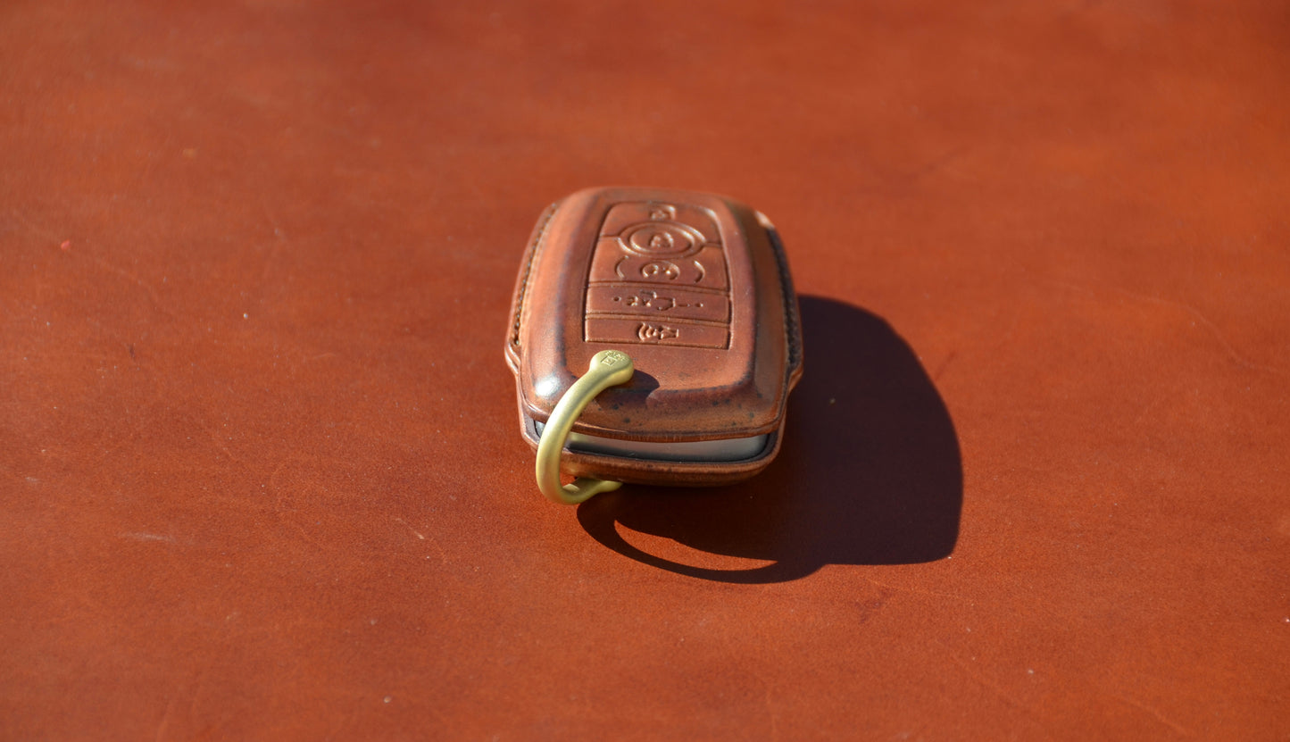 Shell Cordovan Leather Key Fob Cover for Ford