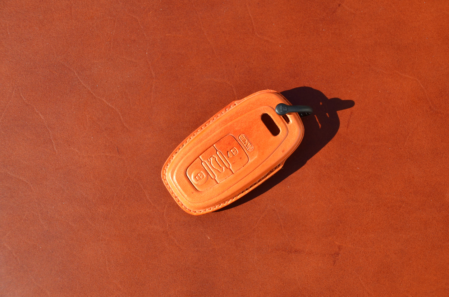 Orange Leather Key Fob Cover for AUDI s