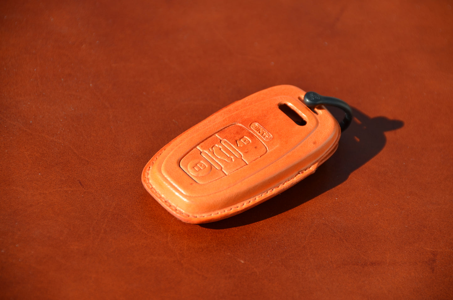 Orange Leather Key Fob Cover for AUDI