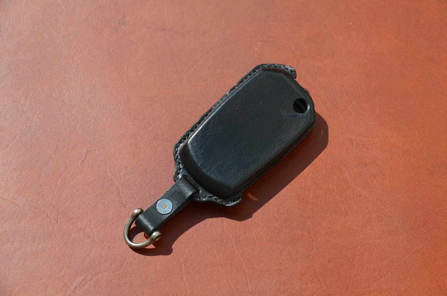 Leather Key Fob Cover For Triumph black