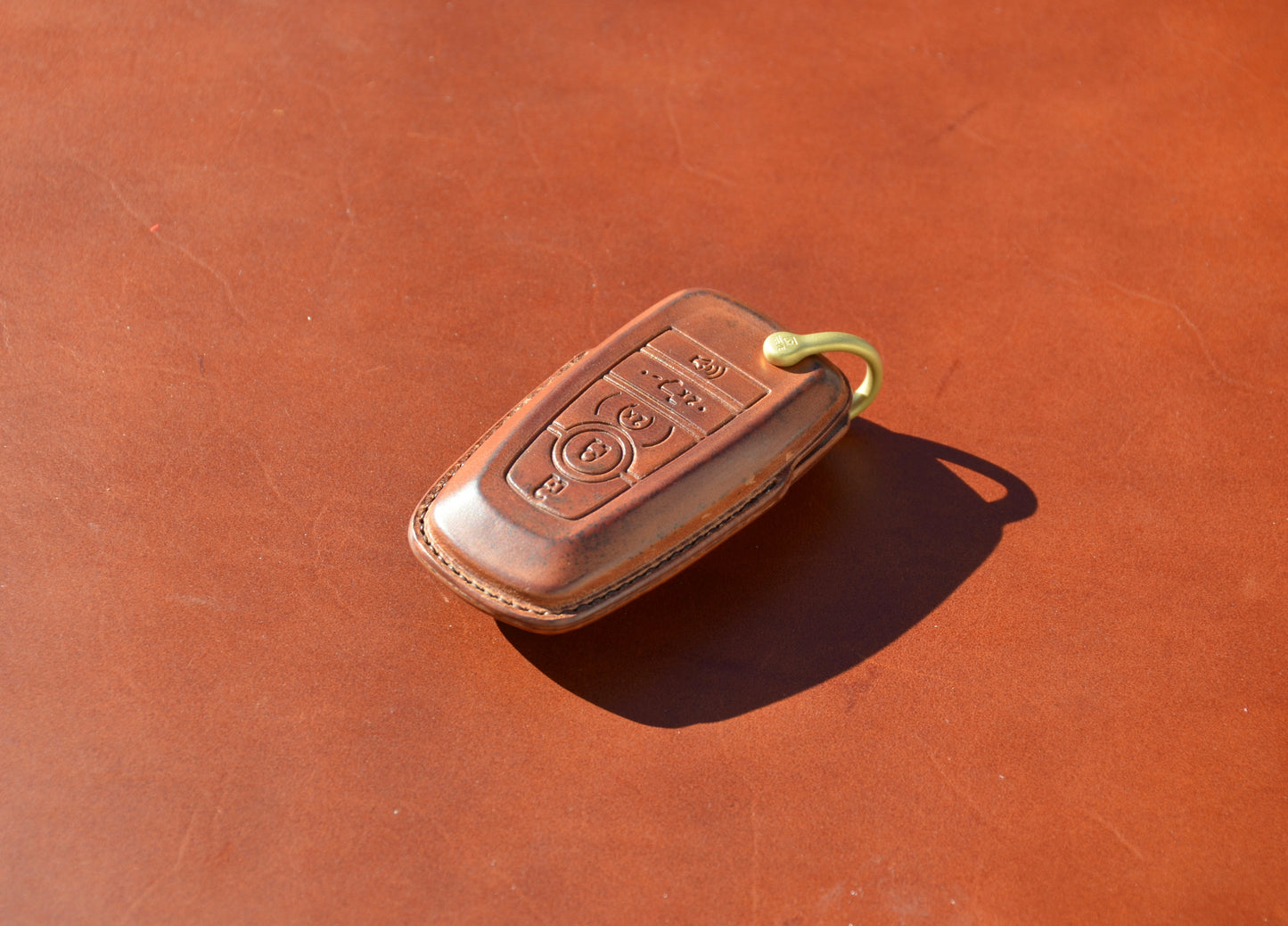 Shell Cordovan Leather Key Fob Cover for Ford