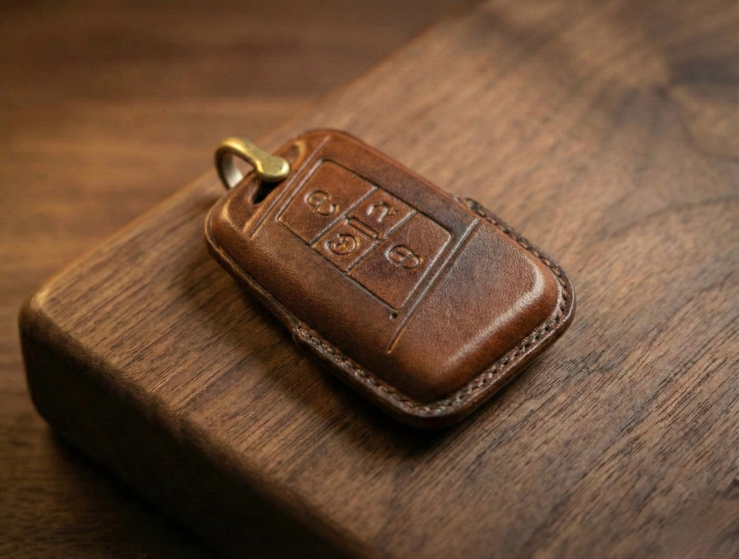 Leather Key Fob Cover for VW HANDMADE IN USA